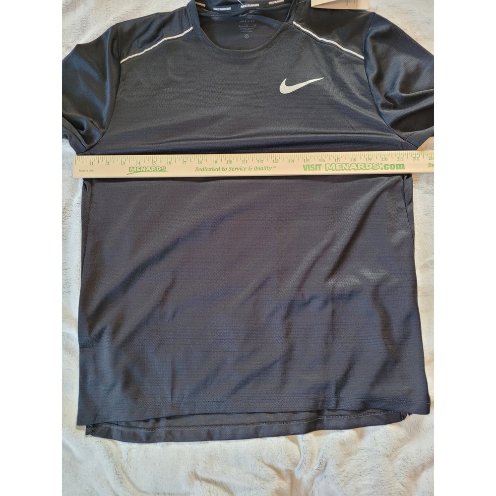 Nike Dri-FIT Mens Large Short Sleeve Black Running Training Gym Logo TShirt Top - Picture 6 of 16